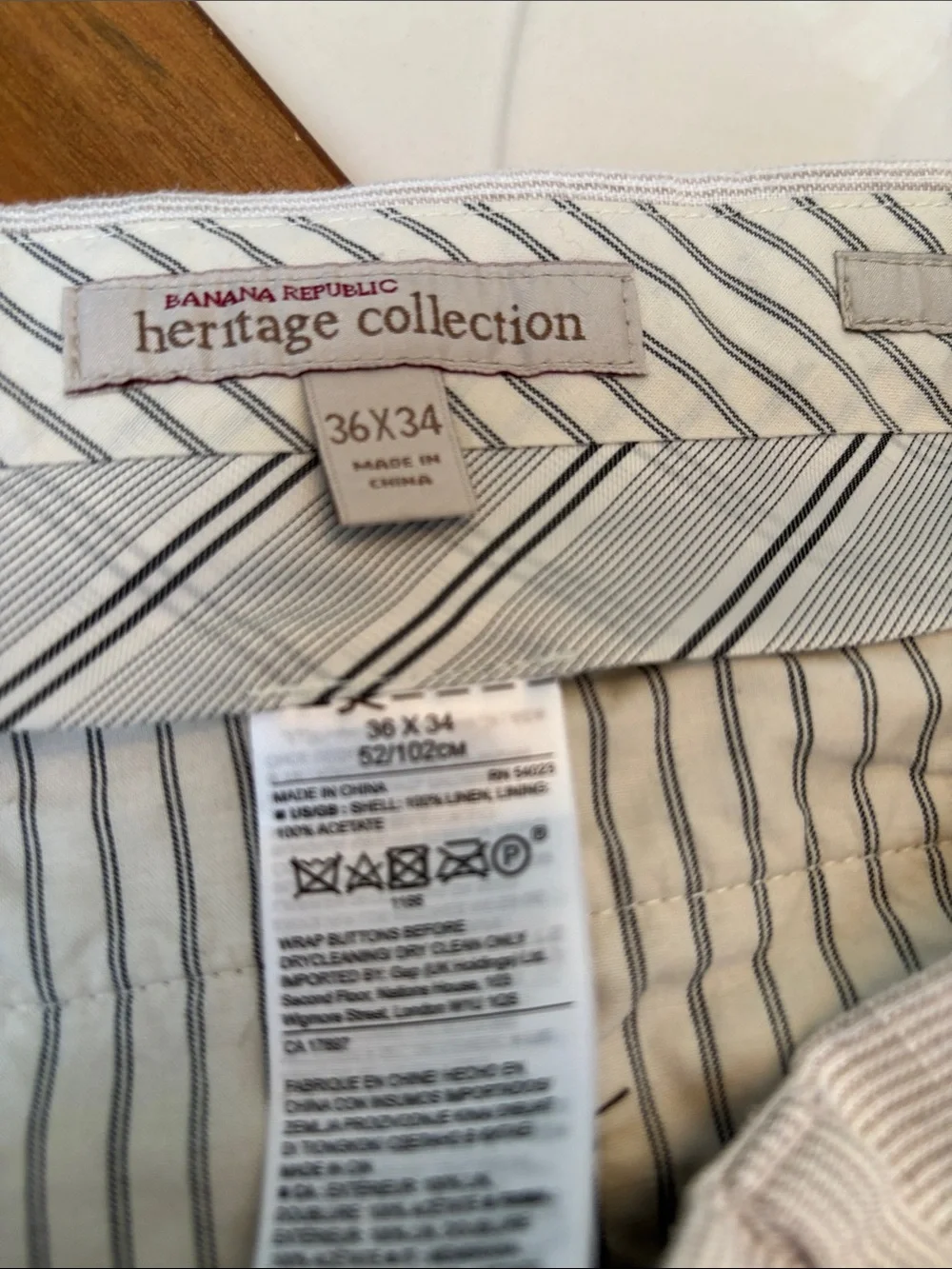 Banana Republic Heritage Collection Light Tan Linen-Blend Chinos